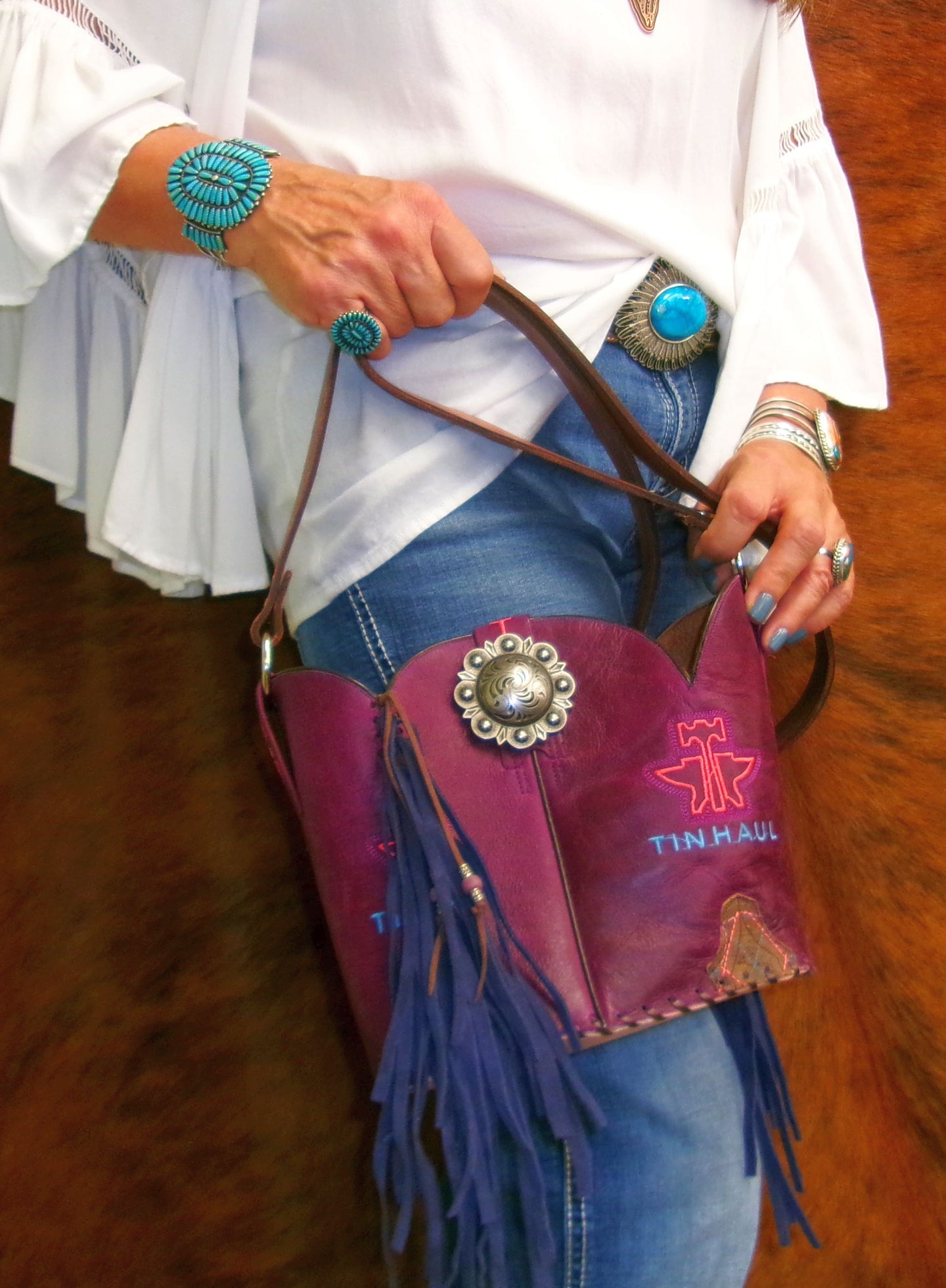 Bucket Bag Cowboy Boot Fringe Purse BK147
